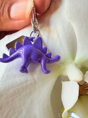 Purple Stegosaurus Dino Charm Keychain
